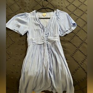 Blue and whitete polka dot dress dot dress.